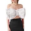 image:imageLYANER Womens Sexy Layer Bow Tie Tube Crop Top Sleeveless Strapless Print Party Fluffy Tank TopWhite