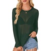 image:imageLYANER Womens Sheer Mesh Long Sleeve Round Neck Sexy See Through Blouse Shirt TopGreen01