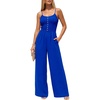 image:imageLYANER Womens Smocked Spaghetti Strap Wide Leg Casual Romper Jumpsuit with PocketsRoyal Blue
