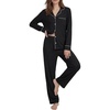 image:imageLYANER Womens Soft Modal Pajamas Long Sleeve Button Down PJS V Neck 2 Piece Sleepwear Lounge SetsBlack