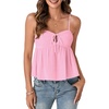 image:imageLYANER Womens Spaghetti Strap Sweetheart Neck Cami Crop Tops Tie Front Camisole Sleeveless Peplum TopPink