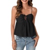 image:imageLYANER Womens Spaghetti Strap Sweetheart Neck Cami Crop Tops Tie Front Camisole Sleeveless Peplum TopSolid Black