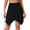 image:imageLYANER Womens Stretchy High Waist Asymmetrical Ruffle Hem Flowy Mini SkirtBlack