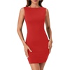image:imageLYANER Womens Summer Boat Neck Sleeveless Party Bodycon Mini DressRed