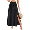 image:imageLYANER Womens Tie Front Pleated A Line Skirt High Waist Flowy Boho Maxi Dress with Slit Dressy OutfitBlack