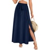 image:imageLYANER Womens Tie Front Pleated A Line Skirt High Waist Flowy Boho Maxi Dress with Slit Dressy OutfitNavy Blue
