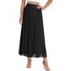 image:imageLYANER Womens Tulle Skirt Elastic High Waist A Line Layered Flowy Dressy Casual Long SkirtsBlack