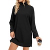 image:imageLYANER Womens Turtleneck Long Sleeve Side Slit Dressy Casual Mini Shift DressBlack