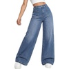 image:imageLYANER Womens Wide Leg Jeans High Waist Button Down Straight Denim Pants Stretchy Baggy JeanBlue