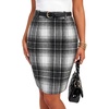 image:imageLYANER Womens Wool Plaid Skirt Elegant High Waist Zipper Bodycon Fall Pencil Midi Knee Length SkirtsBlack 368