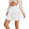 image:imageLYANER Women Elastic High Waist Pleated Casual Layer Ruffle Hem Flowy A Line Short SkirtWhite2