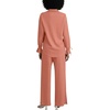 image:imageLYANER Womens 2 Piece Outfits Button Down Long Sleeve Shirt and Wide Leg Pants SetCoral Powder
