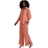 image:imageLYANER Womens 2 Piece Outfits Button Down Long Sleeve Shirt and Wide Leg Pants SetCoral Powder