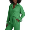 image:imageLYANER Womens 2 Piece Outfits Button Down Long Sleeve Shirt and Wide Leg Pants SetGreen