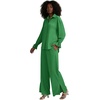 image:imageLYANER Womens 2 Piece Outfits Button Down Long Sleeve Shirt and Wide Leg Pants SetGreen