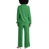 image:imageLYANER Womens 2 Piece Outfits Button Down Long Sleeve Shirt and Wide Leg Pants SetGreen