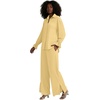 image:imageLYANER Womens 2 Piece Outfits Button Down Long Sleeve Shirt and Wide Leg Pants SetLight Yellow