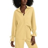 image:imageLYANER Womens 2 Piece Outfits Button Down Long Sleeve Shirt and Wide Leg Pants SetLight Yellow