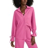 image:imageLYANER Womens 2 Piece Outfits Button Down Long Sleeve Shirt and Wide Leg Pants SetPlain Rose