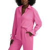 image:imageLYANER Womens 2 Piece Outfits Button Down Long Sleeve Shirt and Wide Leg Pants SetPlain Rose