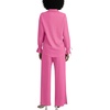 image:imageLYANER Womens 2 Piece Outfits Button Down Long Sleeve Shirt and Wide Leg Pants SetPlain Rose