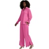 image:imageLYANER Womens 2 Piece Outfits Button Down Long Sleeve Shirt and Wide Leg Pants SetPlain Rose