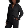 image:imageLYANER Womens 2 Piece Outfits Button Down Long Sleeve Shirt and Wide Leg Pants SetPure Black