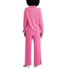 image:imageLYANER Womens 2 Piece Outfits Button Down Long Sleeve Shirt and Wide Leg Pants SetPure Rose Red