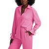 image:imageLYANER Womens 2 Piece Outfits Button Down Long Sleeve Shirt and Wide Leg Pants SetPure Rose Red