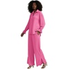 image:imageLYANER Womens 2 Piece Outfits Button Down Long Sleeve Shirt and Wide Leg Pants SetPure Rose Red