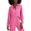 image:imageLYANER Womens 2 Piece Outfits Button Down Long Sleeve Shirt and Wide Leg Pants SetPure Rose Red