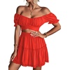 image:imageLYANER Womens 2 Piece Outfits Off Shoulder Tie Up Back Crop Top and Mini Skirt Set Solid Red XSmall