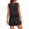 image:imageLYANER Womens 2 Piece Shorts Sets Sleeveless Crew Neck Tank Tops Elastic Waist Bottom Lace Trim MatchingBlack