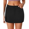 image:imageLYANER Womens A Line Mid Waist with Pockets Zipper Party Sexy Mini Skirt SkortsSolid Black