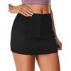 image:imageLYANER Womens A Line Mid Waist with Pockets Zipper Party Sexy Mini Skirt SkortsSolid Black