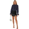 image:imageLYANER Womens Bow Tie Neck Blouse Ruffle Long Sleeve Business Dressy Office Shirt TopNavy Blue
