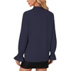 image:imageLYANER Womens Bow Tie Neck Blouse Ruffle Long Sleeve Business Dressy Office Shirt TopNavy Blue