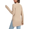 image:imageLYANER Womens Cable Knit Side Split Crew Neck Long Sleeve Casual Pullover SweaterKhaki