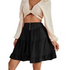 image:imageLYANER Womens Casual High Waist A Line Ruffle Hem Swing Skater Short Mini SkirtSolid Black