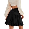 image:imageLYANER Womens Casual High Waist A Line Ruffle Hem Swing Skater Short Mini SkirtSolid Black