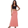 image:imageLYANER Womens Casual High Waist Solid Flare Long Maxi SkirtCoral Pink