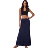 image:imageLYANER Womens Casual High Waist Solid Flare Long Maxi SkirtDark Blue
