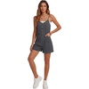 image:imageLYANER Womens Casual Summer Sleeveless Romper Loose Adjustable Spaghetti Strap Button Front Stretchy Shorts JumpsuitsDark Gray