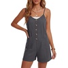 image:imageLYANER Womens Casual Summer Sleeveless Romper Loose Adjustable Spaghetti Strap Button Front Stretchy Shorts JumpsuitsDark Gray