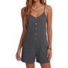 image:imageLYANER Womens Casual Summer Sleeveless Romper Loose Adjustable Spaghetti Strap Button Front Stretchy Shorts JumpsuitsDark Gray
