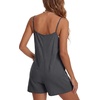 image:imageLYANER Womens Casual Summer Sleeveless Romper Loose Adjustable Spaghetti Strap Button Front Stretchy Shorts JumpsuitsDark Gray