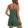 image:imageLYANER Womens Casual Summer Sleeveless Romper Loose Adjustable Spaghetti Strap Button Front Stretchy Shorts JumpsuitsGreen
