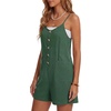 image:imageLYANER Womens Casual Summer Sleeveless Romper Loose Adjustable Spaghetti Strap Button Front Stretchy Shorts JumpsuitsGreen