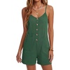 image:imageLYANER Womens Casual Summer Sleeveless Romper Loose Adjustable Spaghetti Strap Button Front Stretchy Shorts JumpsuitsGreen