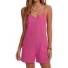 image:imageLYANER Womens Casual Summer Sleeveless Romper Loose Adjustable Spaghetti Strap Button Front Stretchy Shorts JumpsuitsRose